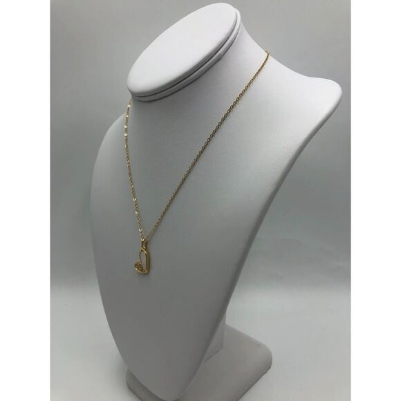 18K Gold Plated Heart Cubic Zirconia Women's Necklace Hypoallergenic Waterproof - Picture 5 of 12